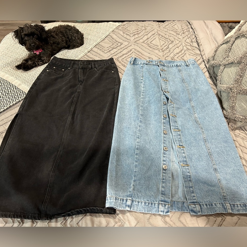 SHEIN Black and Blue Maxi Skirts